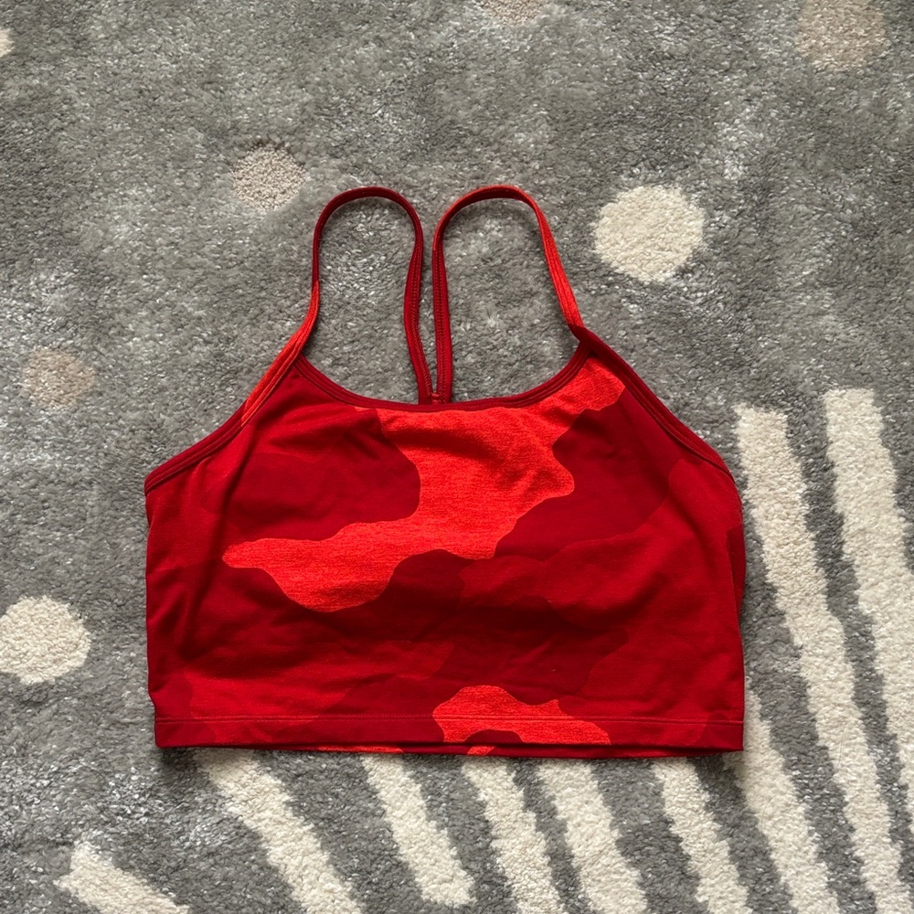 Red Camo Print Crop Tank Top - Women's Workout/Casual